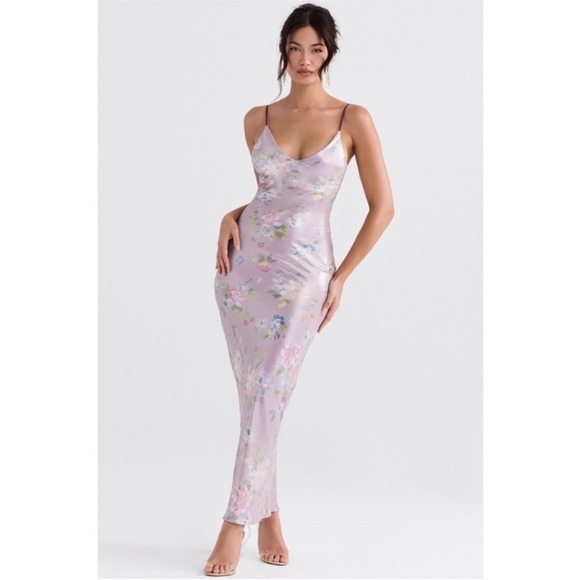 NEW House of CB Aria Floral Maxi Dress Mauve Large+ (XL) - Picture 6 of 17